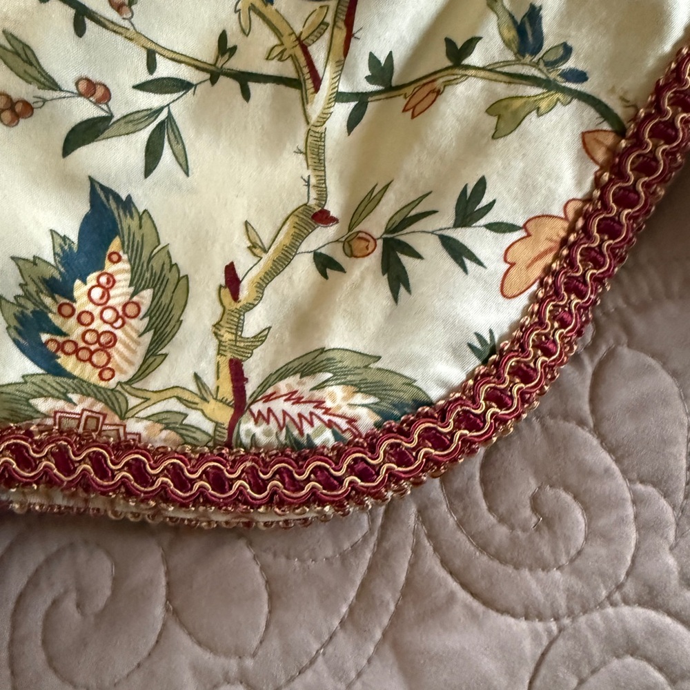 Waverly Botanical Print Fabric with Red and Green Accents - Picture 3 of 4